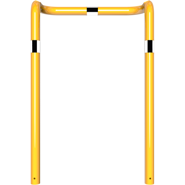 Anti-nudge hoop | double-sided, deep version | steel tube  76 mm | yellow / black | total width: 1000 mm | height above ground: 1150 mm | for casting in concrete